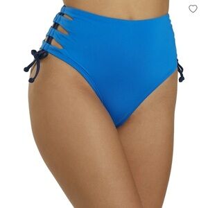 NWT Nike Lace-Up Side High Waist Cheeky Bikini Swim Bottoms in Pacific Blue